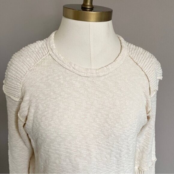 Pete Collection Ivory Slubbed Cotton Long Sleeve Knit Top - S/M 🇺🇸 - Picture 3 of 12